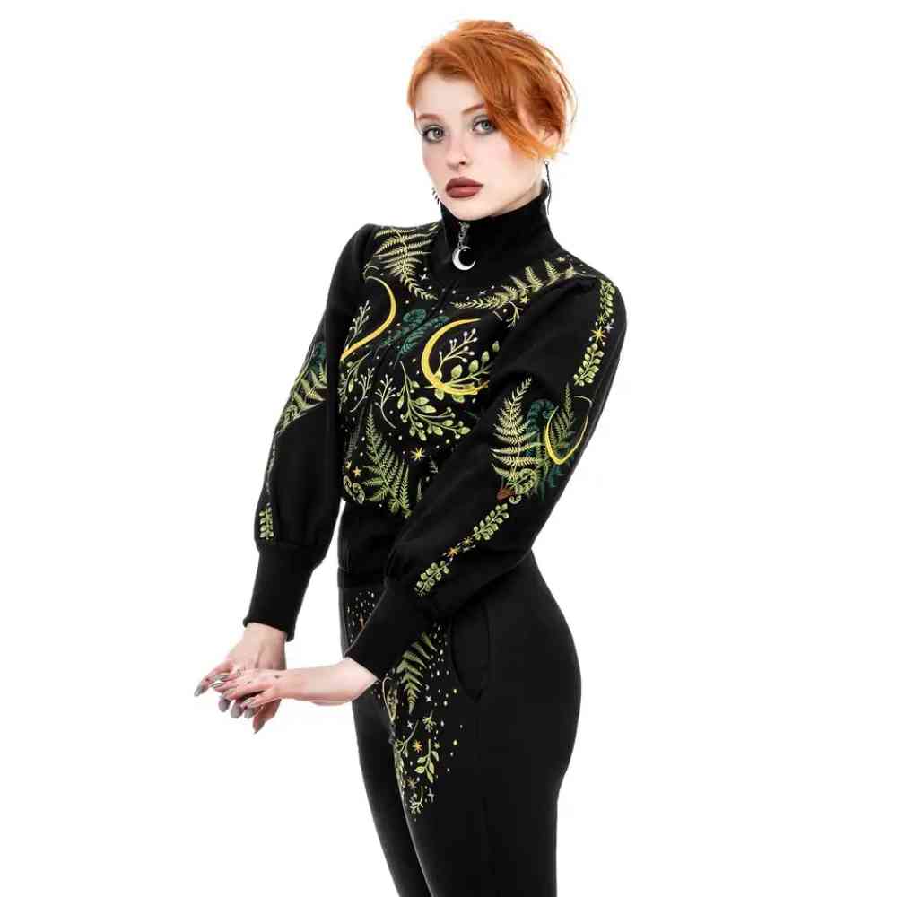 Restyle - Herbal Crop Sweater/Trui - Zwart